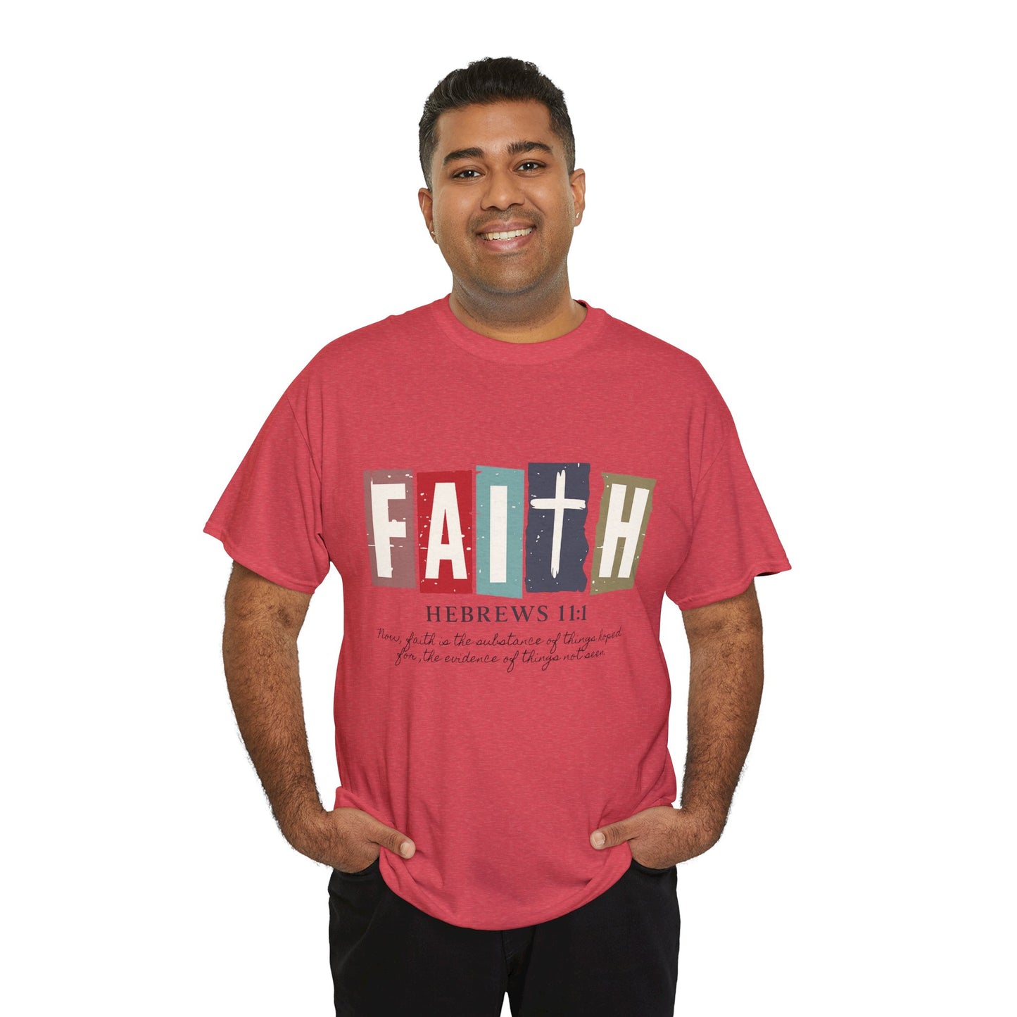 Funky Christian Tee - Colorful FAITH Design - Hebrews 11:1