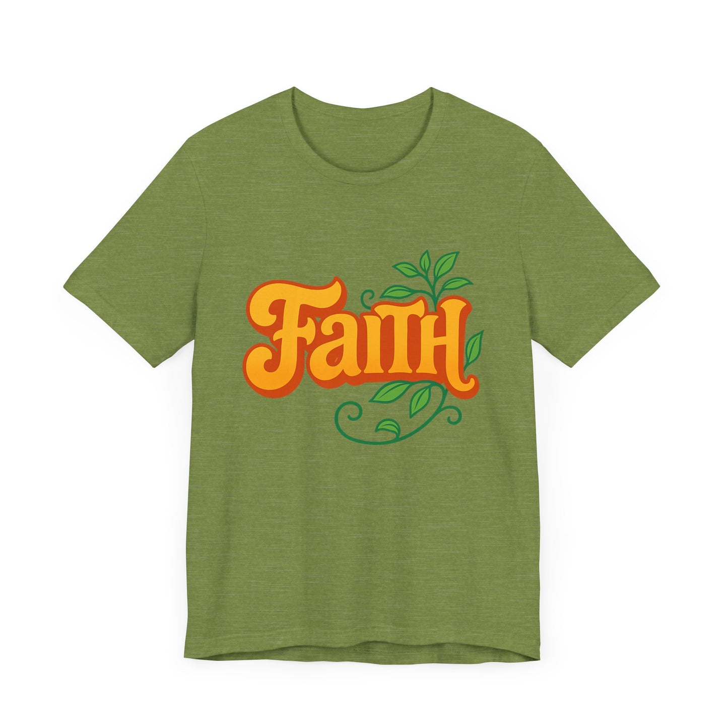 Faith Unisex Tee - Bold Orange with Green Leaves