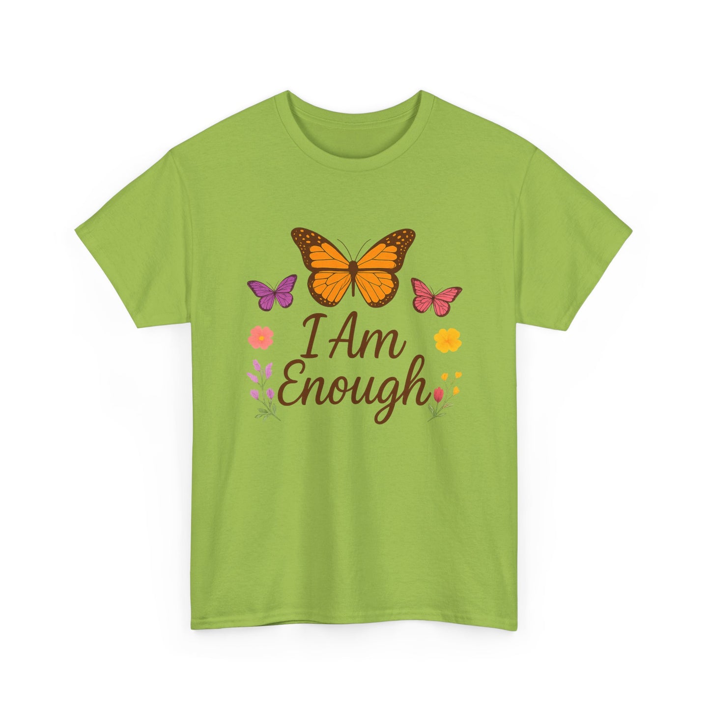 T-Shirt - Colorful Butterfly I Am Enough Self-Affirming Tee