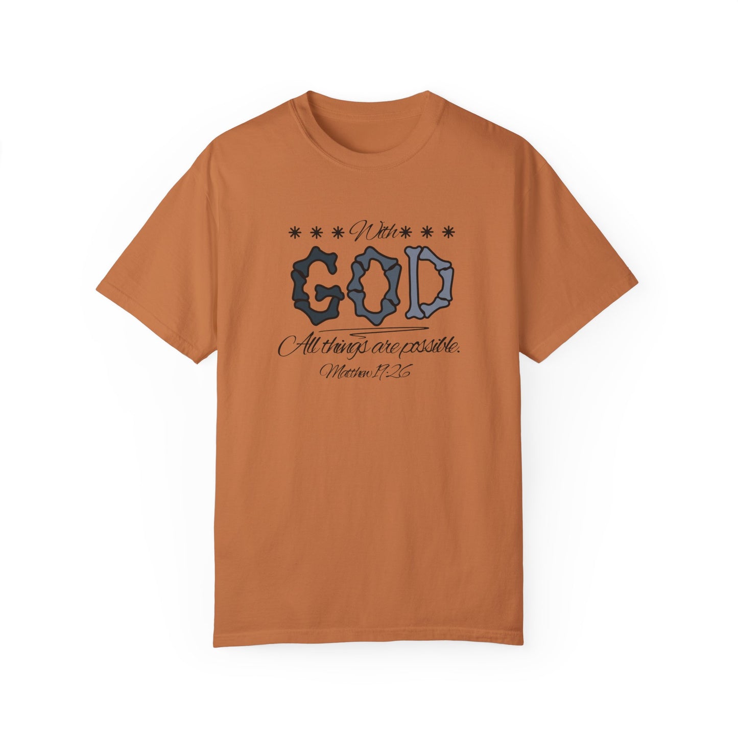 Faith Inspired T-shirt Matthew 19:26 Monochrome Design