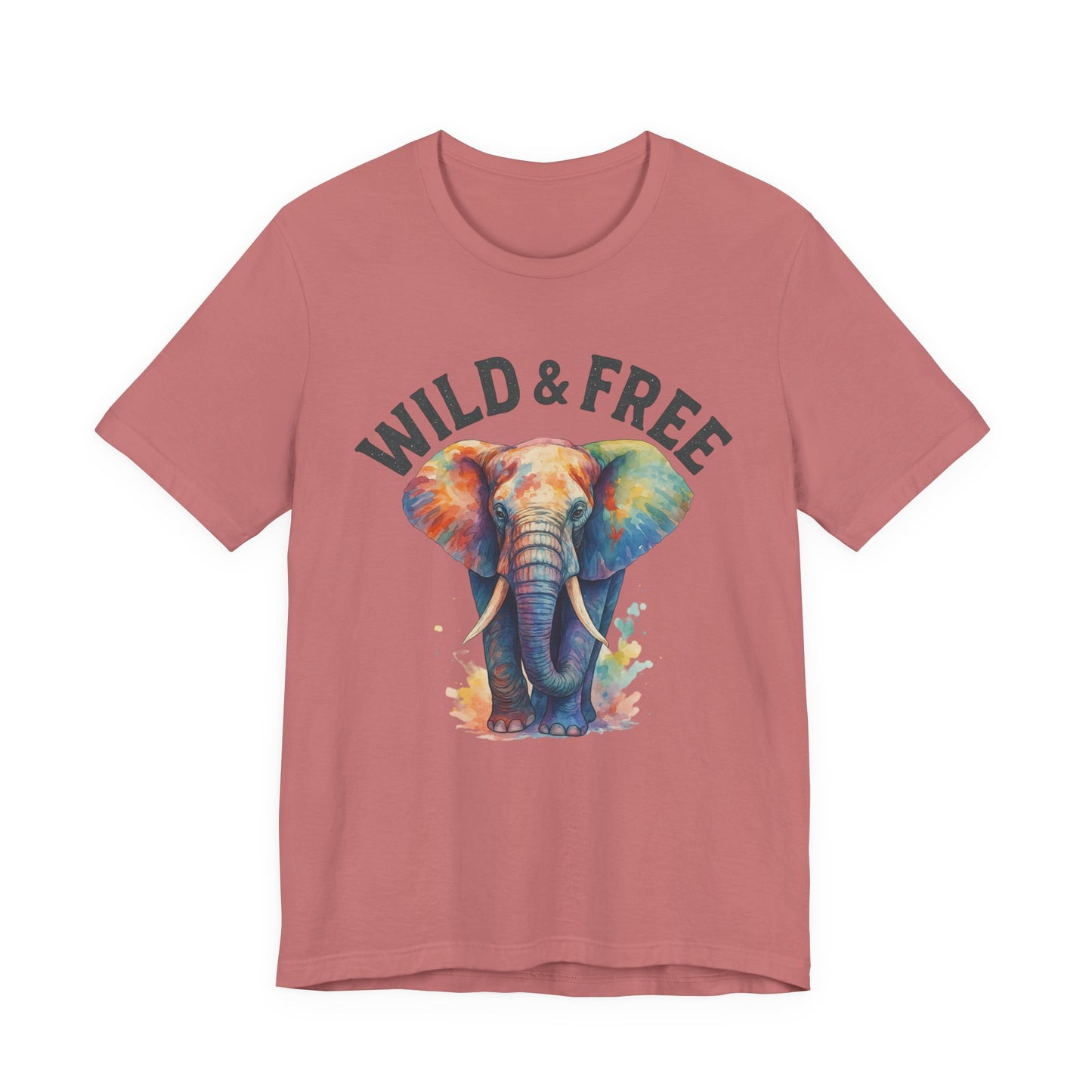 Wild & Free Elephant Tee, Unisex Short Sleeve T-Shirt for Nature Lovers, Bohemian Style Gift, Eco-Friendly Apparel, Adventure Shirt