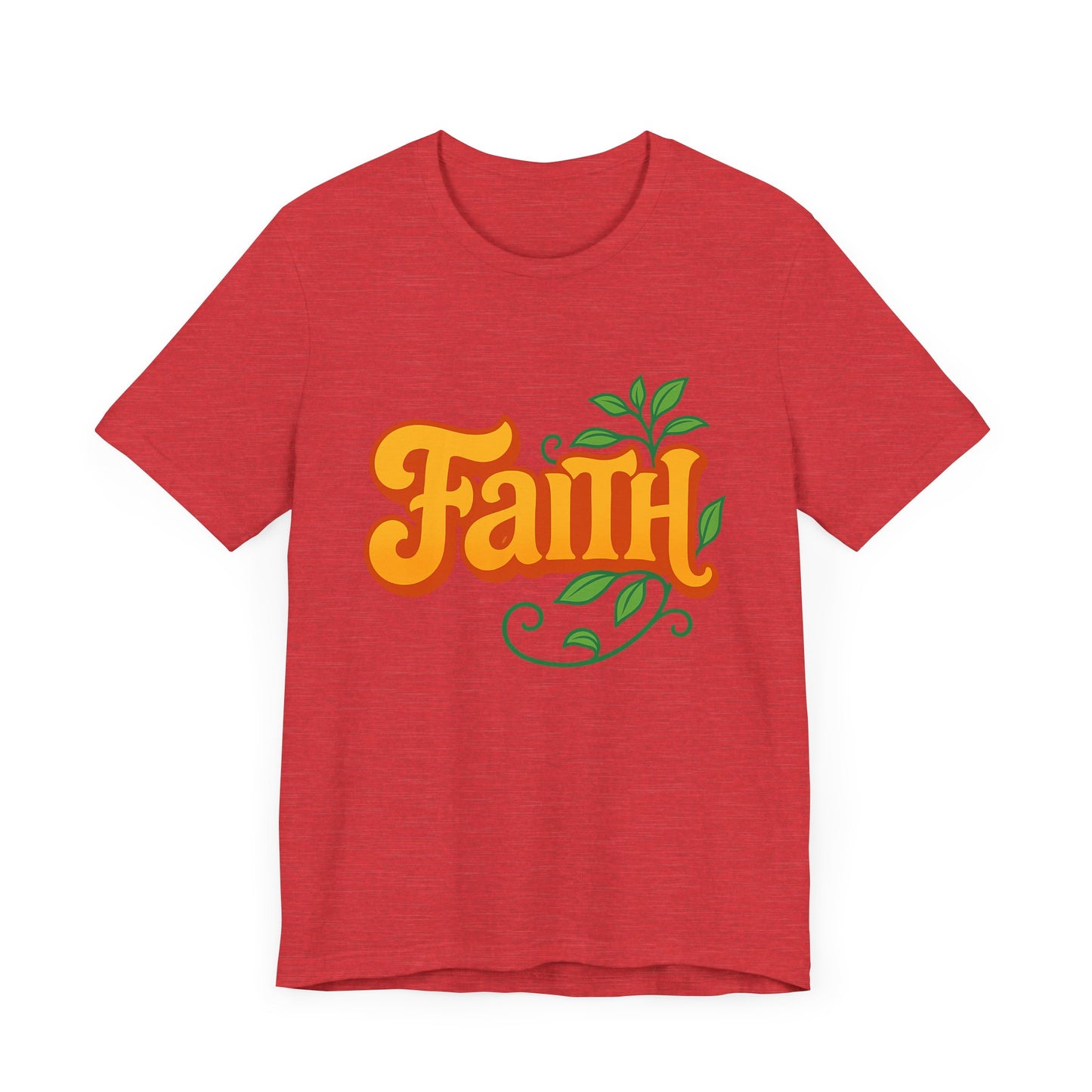Faith Unisex Tee - Bold Orange with Green Leaves