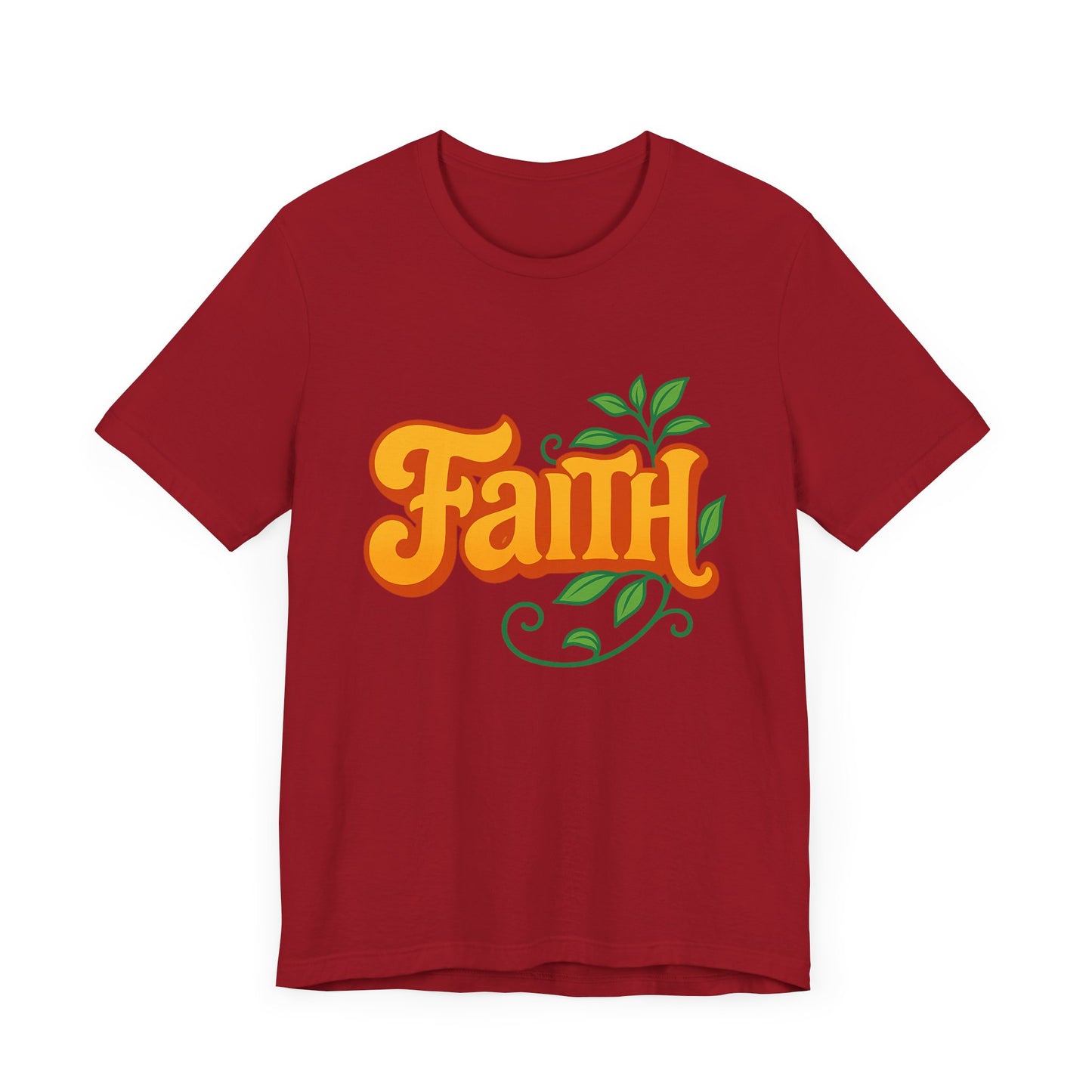 Faith Unisex Tee - Bold Orange with Green Leaves