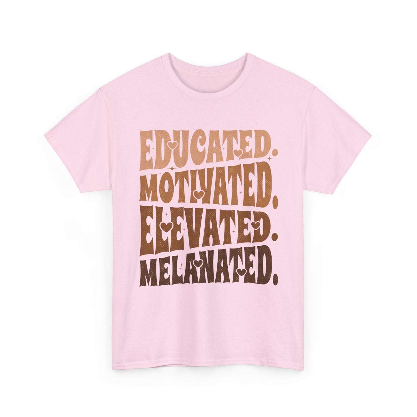 Empowerment Tee - Educated, Motivated, Elevated, Melanated Print