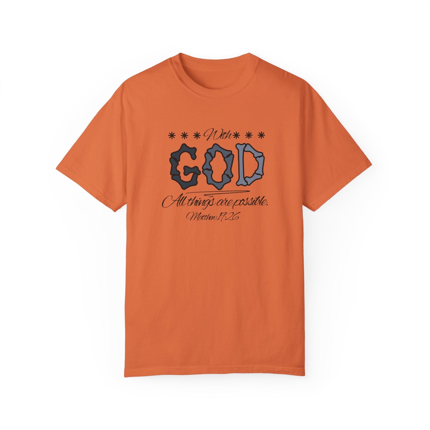 Faith Inspired T-shirt Matthew 19:26 Monochrome Design