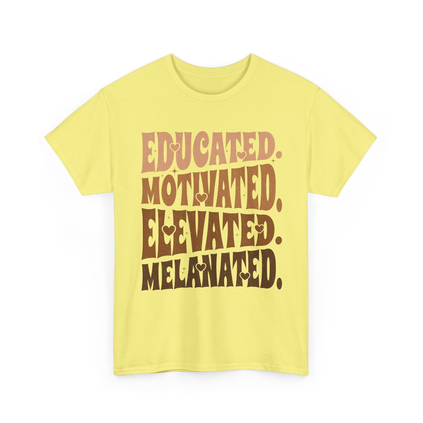 Empowerment Tee - Educated, Motivated, Elevated, Melanated Print