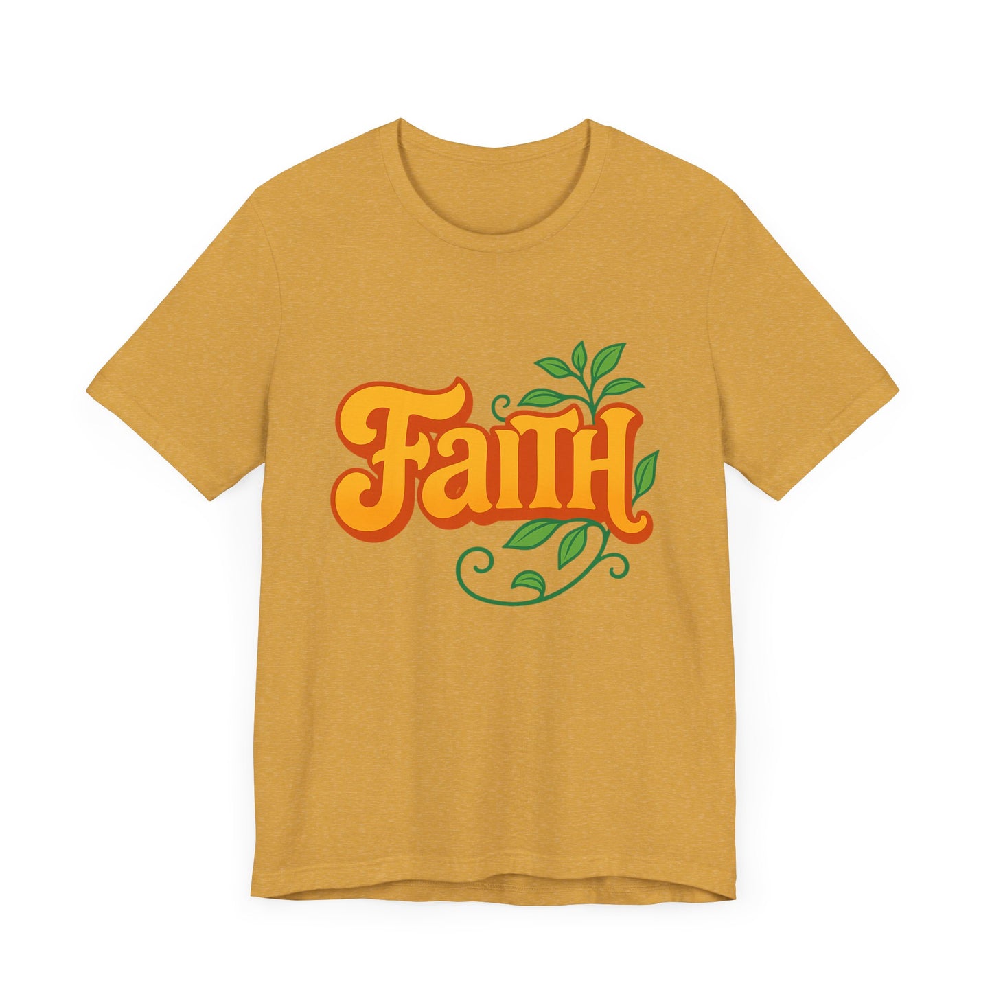 Faith Unisex Tee - Bold Orange with Green Leaves