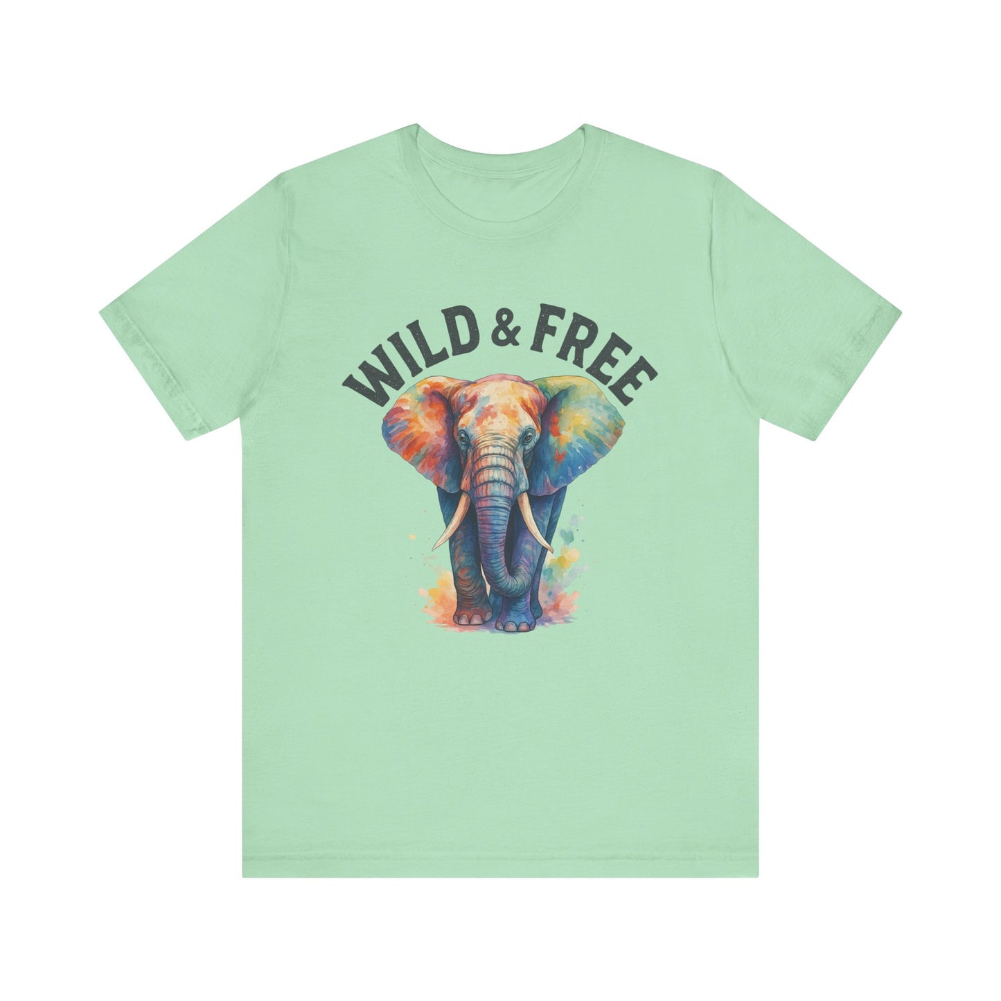 Wild & Free Elephant Tee, Unisex Short Sleeve T-Shirt for Nature Lovers, Bohemian Style Gift, Eco-Friendly Apparel, Adventure Shirt