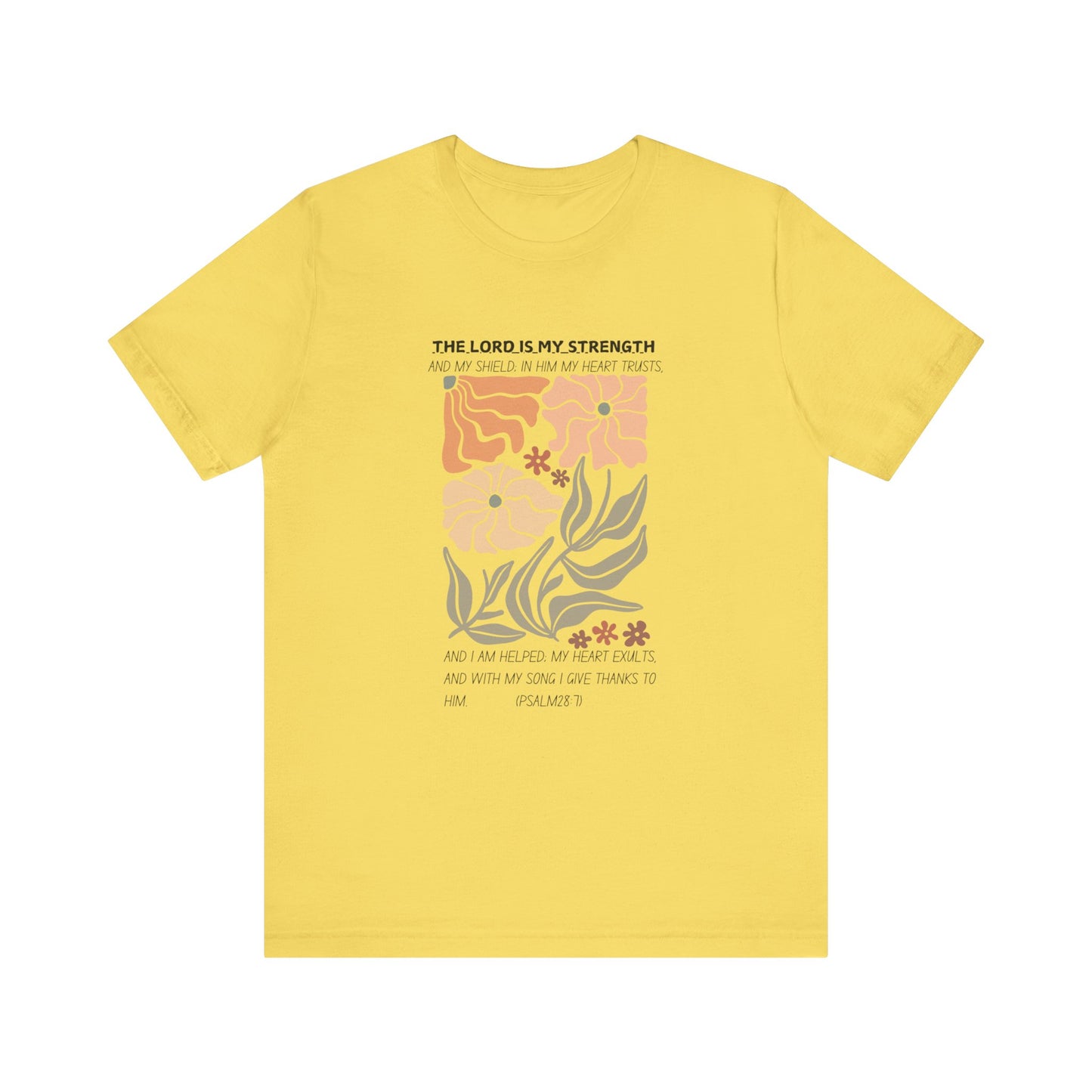 Boho Retro Flower T-shirt with Psalm 28:7