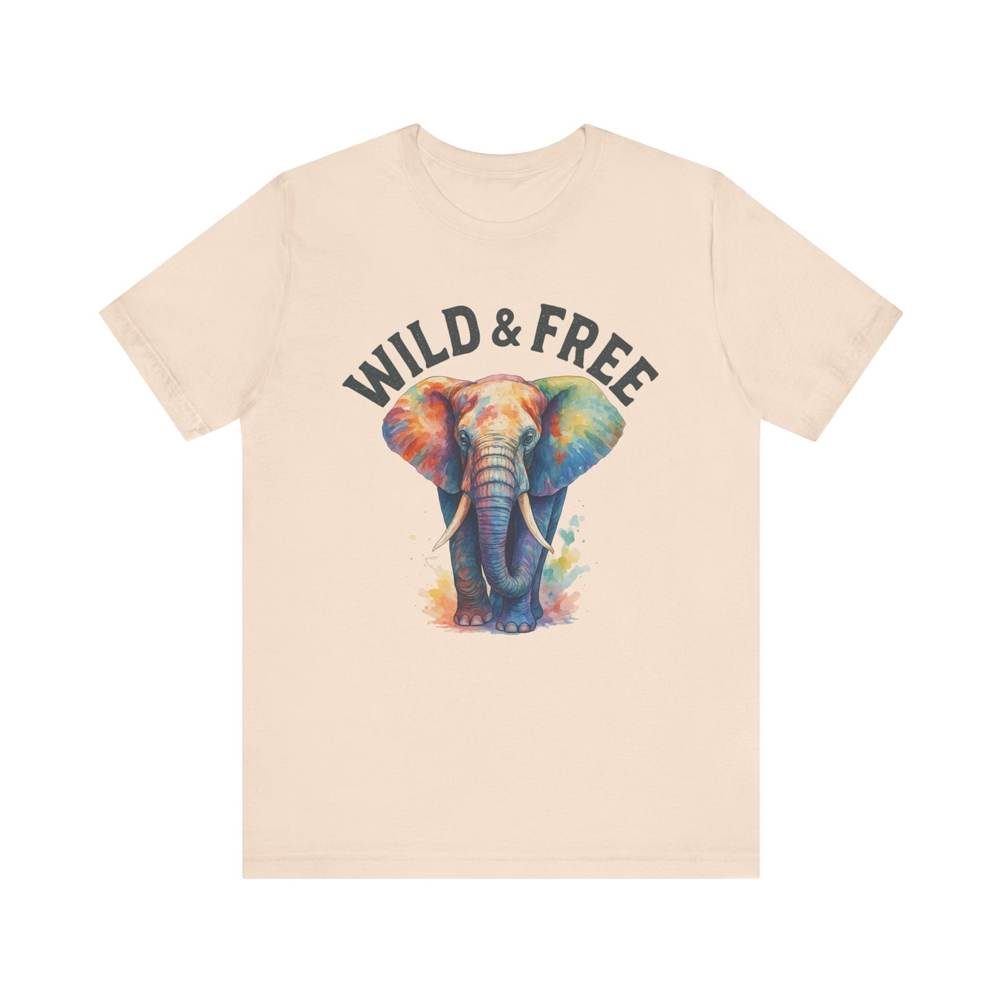 Wild & Free Elephant Tee, Unisex Short Sleeve T-Shirt for Nature Lovers, Bohemian Style Gift, Eco-Friendly Apparel, Adventure Shirt