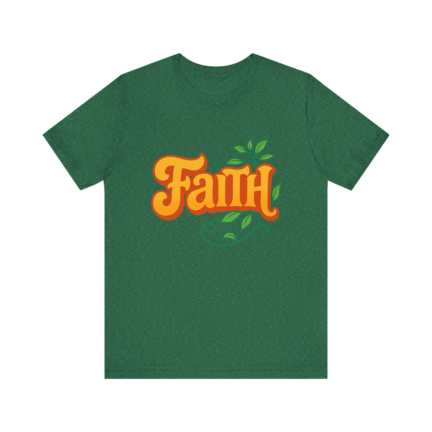Faith Unisex Tee - Bold Orange with Green Leaves