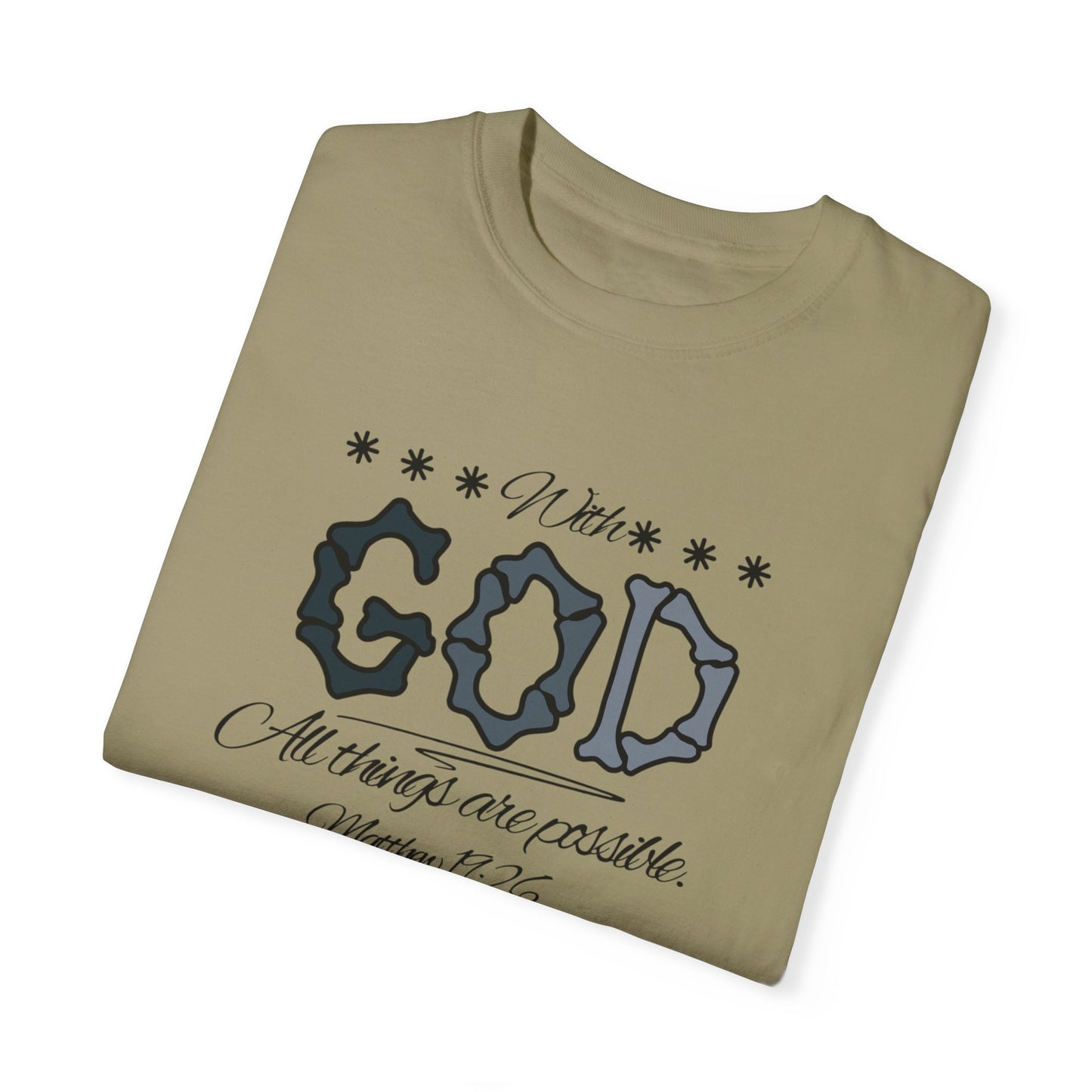 Faith Inspired T-shirt Matthew 19:26 Monochrome Design