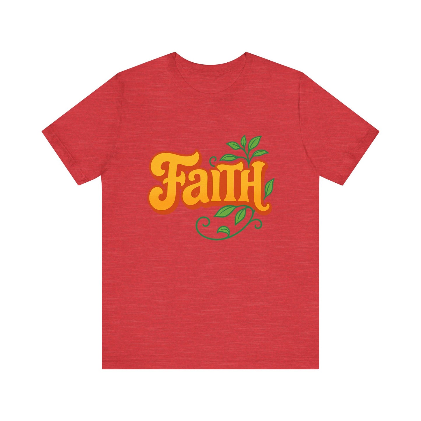 Faith Unisex Tee - Bold Orange with Green Leaves
