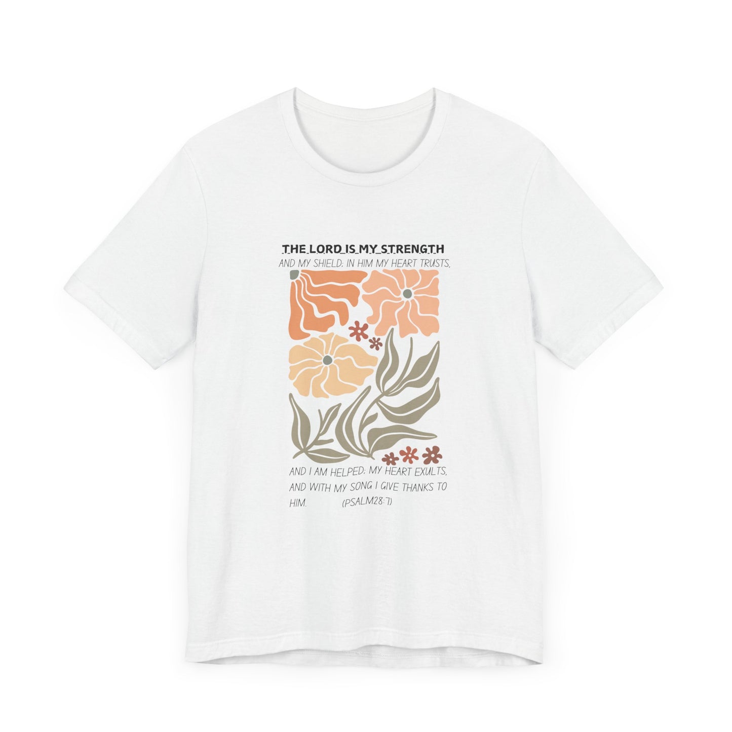 Boho Retro Flower T-shirt with Psalm 28:7