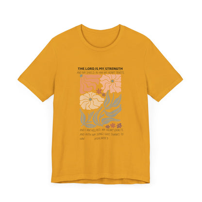 Boho Retro Flower T-shirt with Psalm 28:7