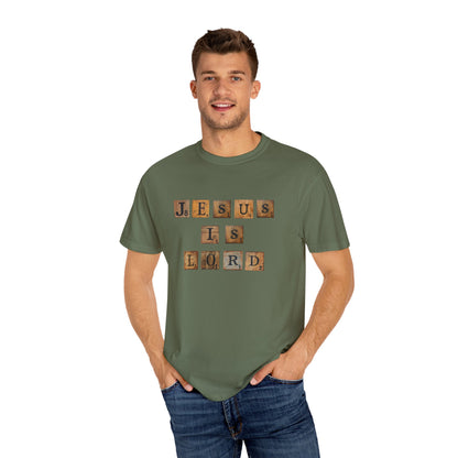Jesus is Lord Scrabble Tile Unisex Garment-Dyed T-shirt