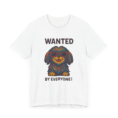 Shitzu Unisex Tee with Multicolored Fur and Sunglasses Design