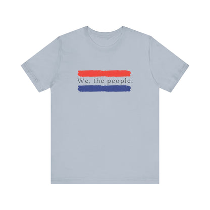 American People Unisex T-Shirt - 'We the People' Design Featuring Red and Blue Paint Splashes