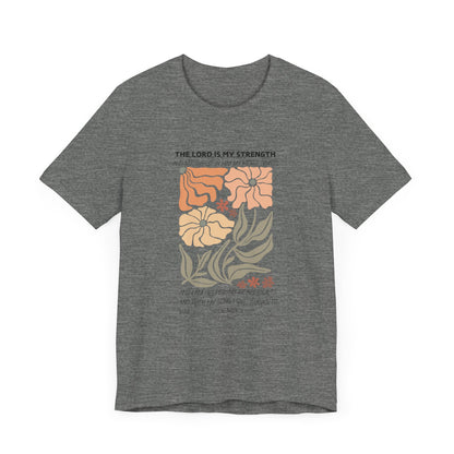 Boho Retro Flower T-shirt with Psalm 28:7