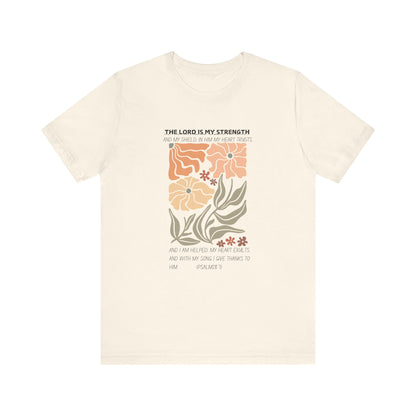 Boho Retro Flower T-shirt with Psalm 28:7