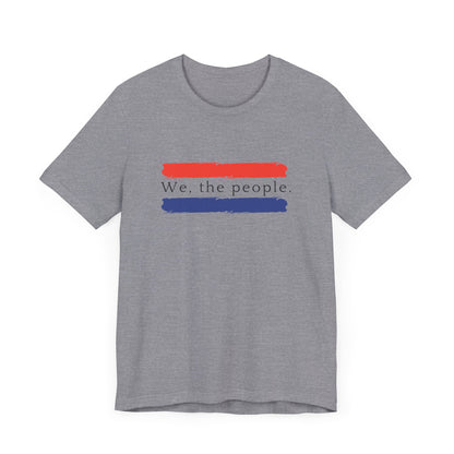 American People Unisex T-Shirt - 'We the People' Design Featuring Red and Blue Paint Splashes
