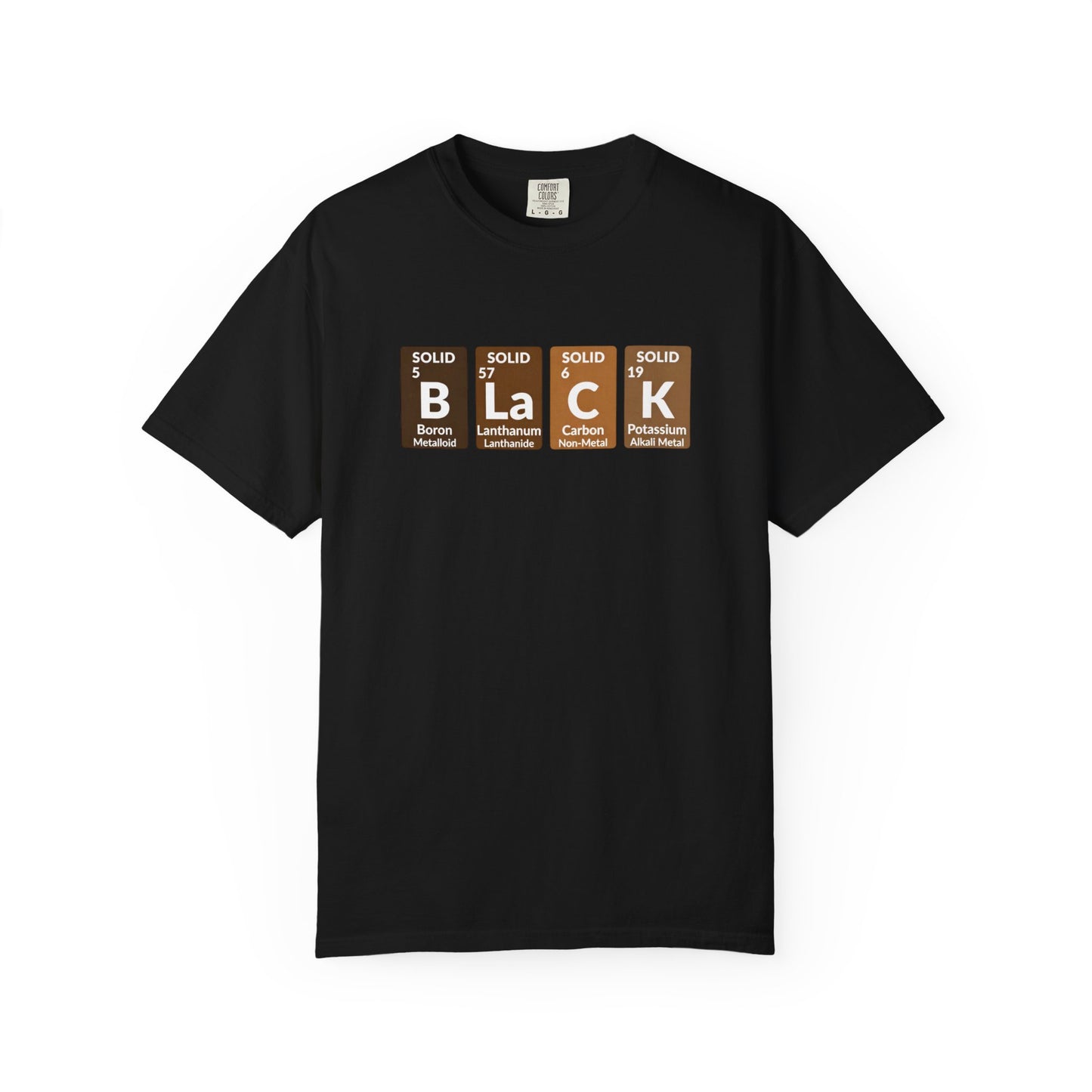 BLACK Tee — Elemental Periodic-Style Graphic T-Shirt