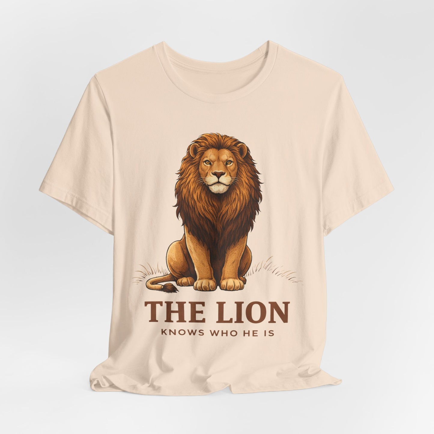 The Lion Knows Who He Is Tee — Confident Identity Lion Graphic Shirt