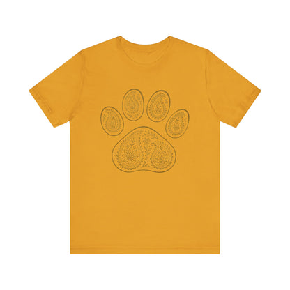 Gold Paisley Paw Print Tee