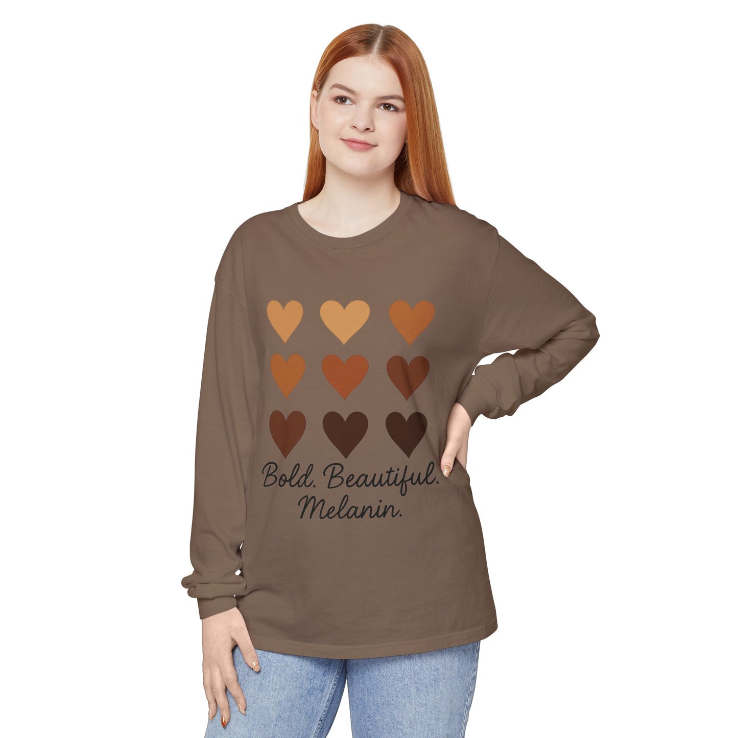 Unisex Long Sleeve T-Shirt - Bold, Beautiful Melanin - Celebrate Diversity, Perfect for Everyday Wear, Gift for Friends and Family