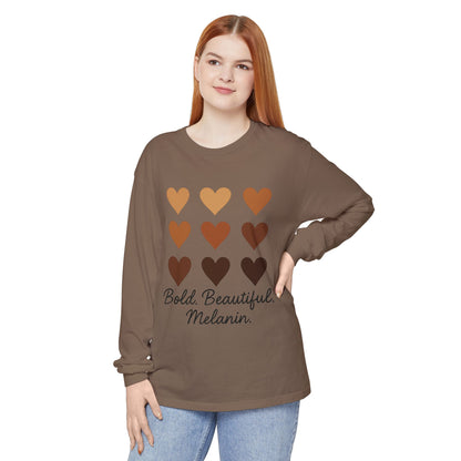 Unisex Long Sleeve T-Shirt - Bold, Beautiful Melanin - Celebrate Diversity, Perfect for Everyday Wear, Gift for Friends and Family