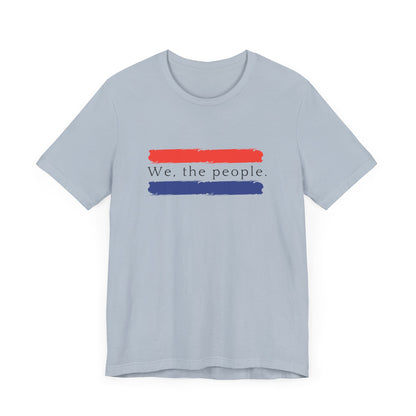 American People Unisex T-Shirt - 'We the People' Design Featuring Red and Blue Paint Splashes