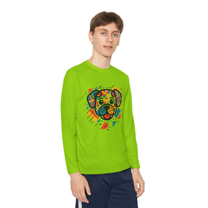 Youth Long Sleeve Tee - Colorful Geometric Dog Design