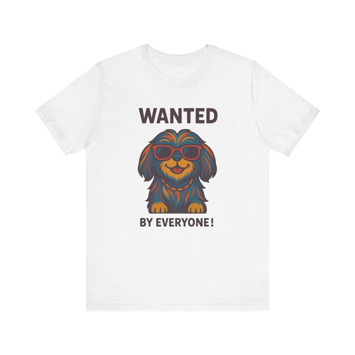Shitzu Unisex Tee with Multicolored Fur and Sunglasses Design