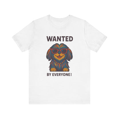 Shitzu Unisex Tee with Multicolored Fur and Sunglasses Design