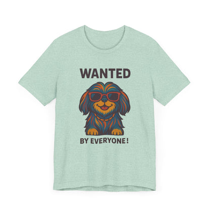 Shitzu Unisex Tee with Multicolored Fur and Sunglasses Design