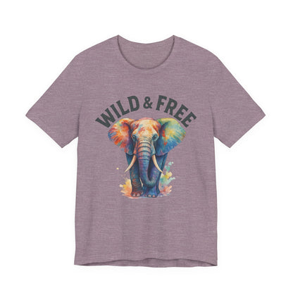 Wild & Free Elephant Tee, Unisex Short Sleeve T-Shirt for Nature Lovers, Bohemian Style Gift, Eco-Friendly Apparel, Adventure Shirt