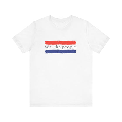 American People Unisex T-Shirt - 'We the People' Design Featuring Red and Blue Paint Splashes