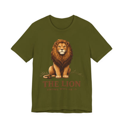 The Lion Knows Who He Is Tee — Confident Identity Lion Graphic Shirt