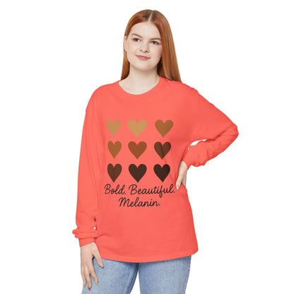 Unisex Long Sleeve T-Shirt - Bold, Beautiful Melanin - Celebrate Diversity, Perfect for Everyday Wear, Gift for Friends and Family