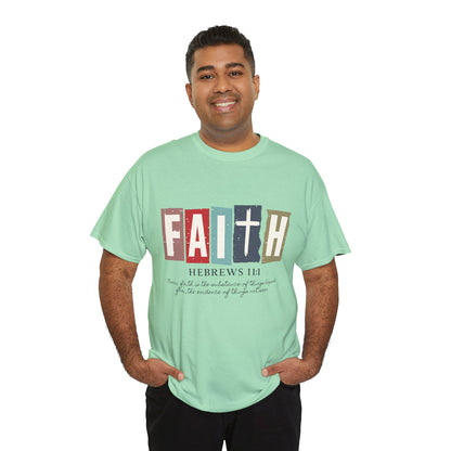 Funky Christian Tee - Colorful FAITH Design - Hebrews 11:1