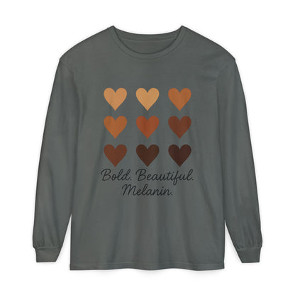 Unisex Long Sleeve T-Shirt - Bold, Beautiful Melanin - Celebrate Diversity, Perfect for Everyday Wear, Gift for Friends and Family
