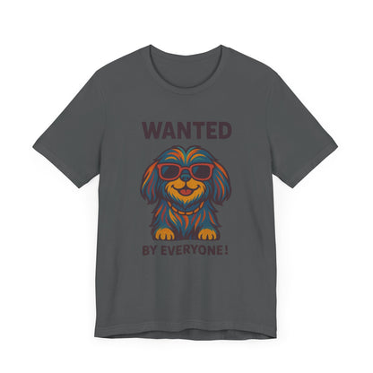 Shitzu Unisex Tee with Multicolored Fur and Sunglasses Design