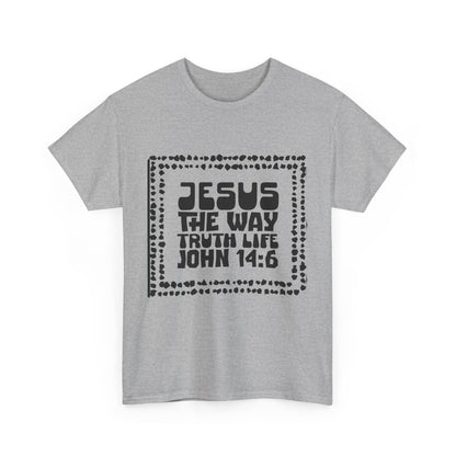 Christian Unisex Tee with Hot Chunky Funky Letters and Abstract Beads - John 14:6