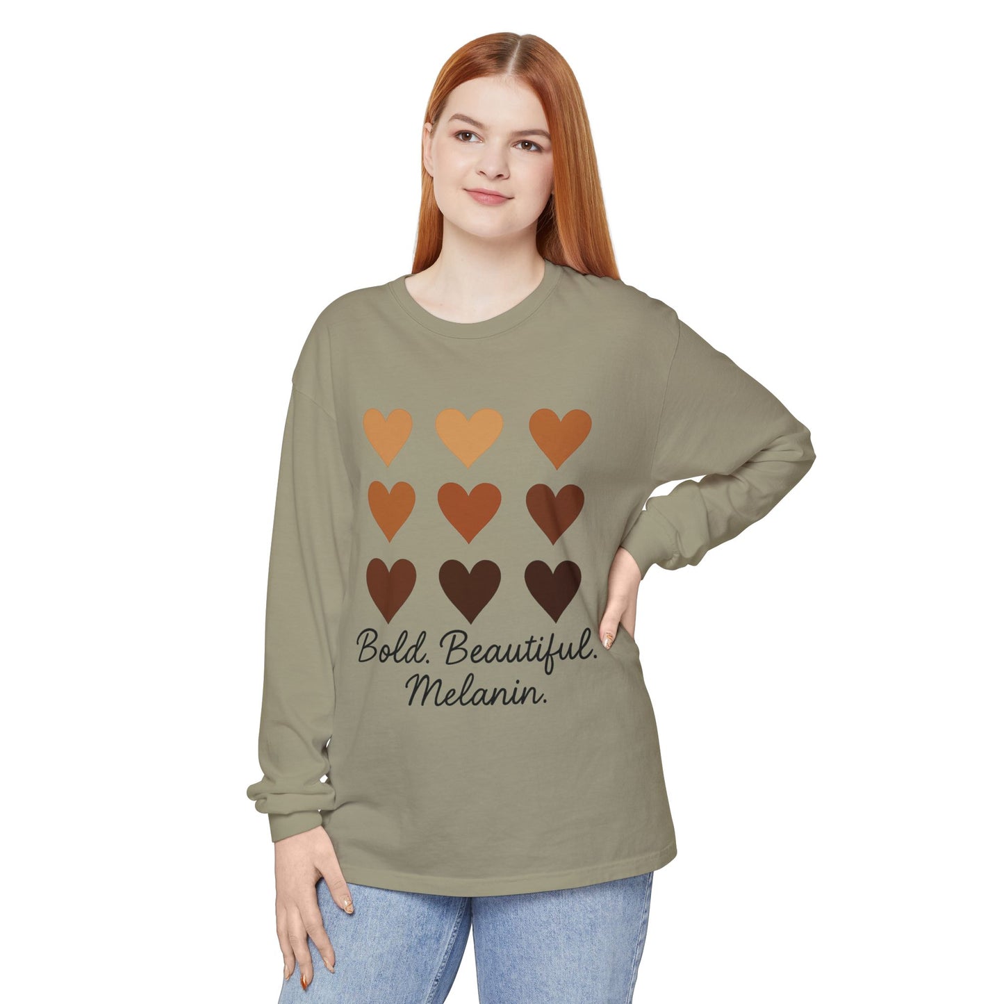Unisex Long Sleeve T-Shirt - Bold, Beautiful Melanin - Celebrate Diversity, Perfect for Everyday Wear, Gift for Friends and Family