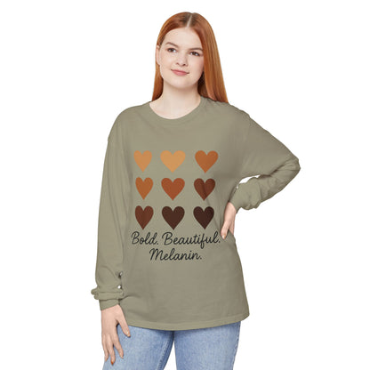 Unisex Long Sleeve T-Shirt - Bold, Beautiful Melanin - Celebrate Diversity, Perfect for Everyday Wear, Gift for Friends and Family