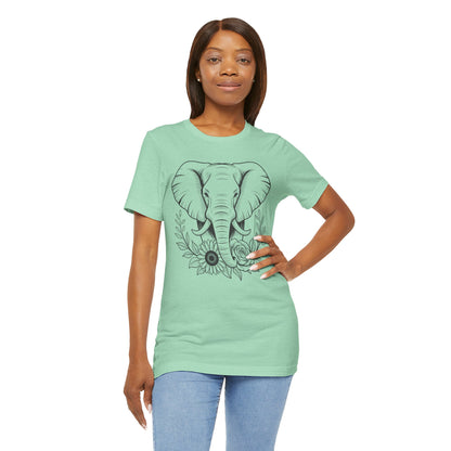 Elephant & Floral Strength T-Shirt — "Strength Meets Beauty"