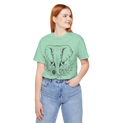 Elephant & Floral Strength T-Shirt — "Strength Meets Beauty"