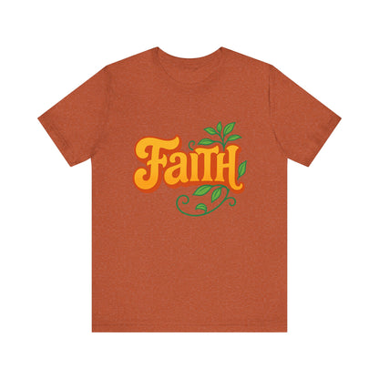 Faith Unisex Tee - Bold Orange with Green Leaves