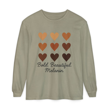 Unisex Long Sleeve T-Shirt - Bold, Beautiful Melanin - Celebrate Diversity, Perfect for Everyday Wear, Gift for Friends and Family