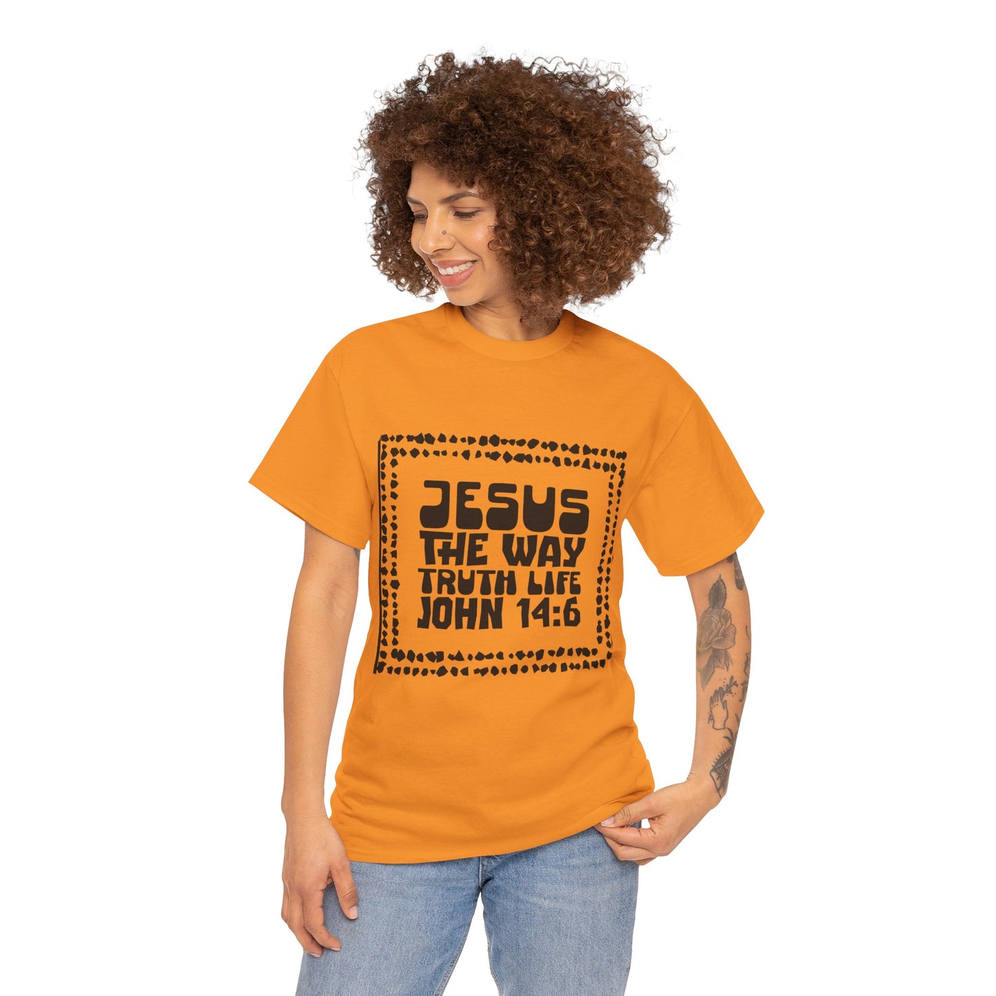Christian Unisex Tee with Hot Chunky Funky Letters and Abstract Beads - John 14:6